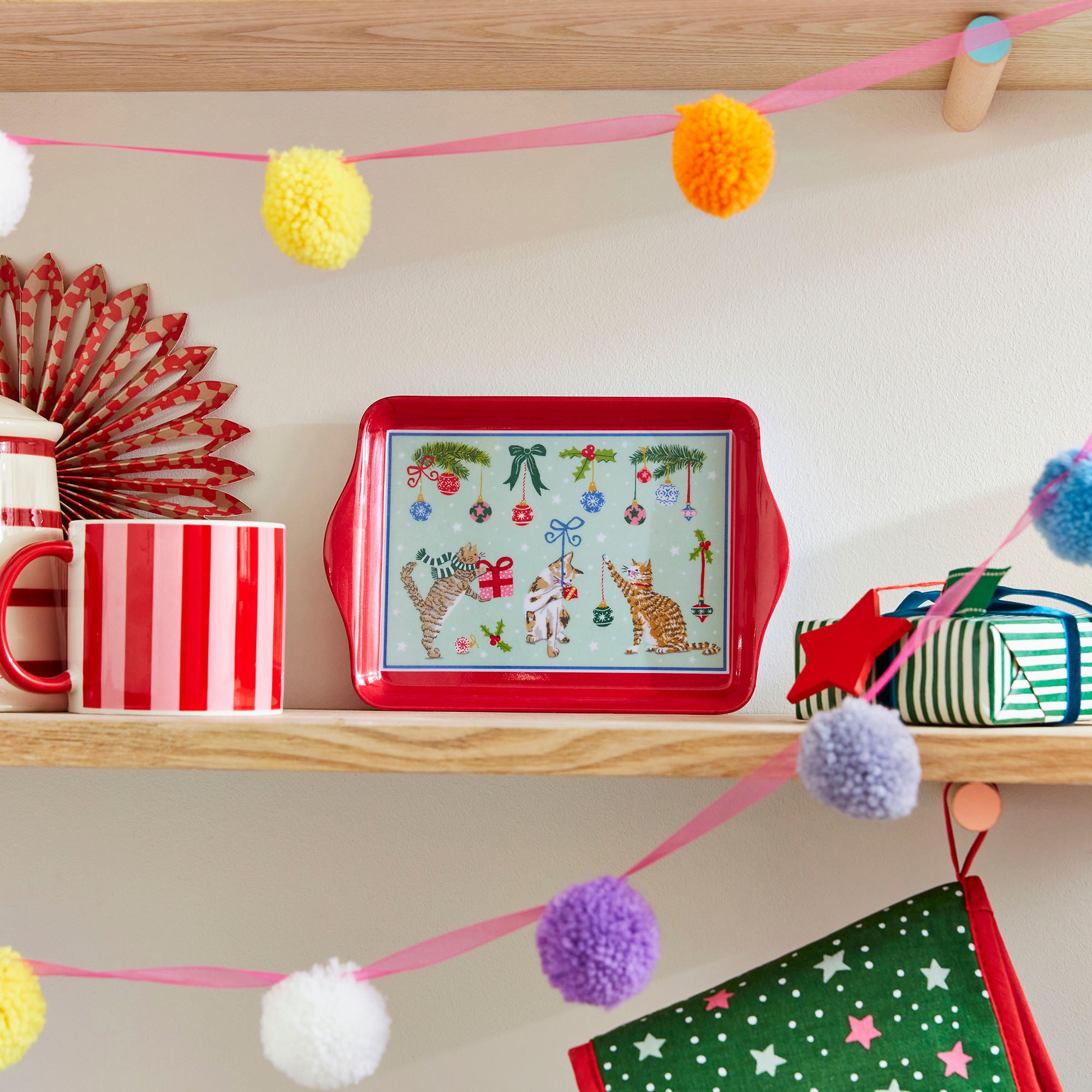 Christmas Cats Scatter Tray in Seafoam - Tray - Ulster Weavers
