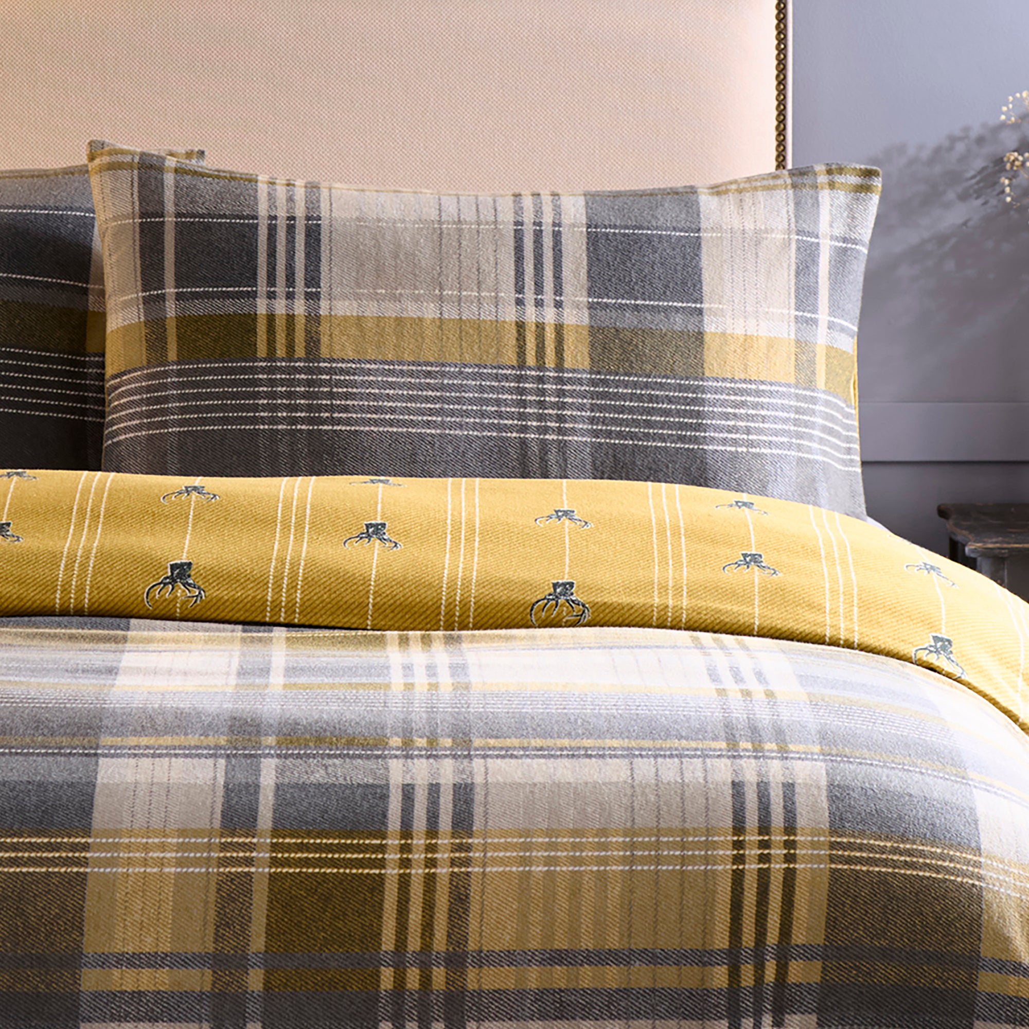 Connolly Check Duvet Cover Set in Ochre