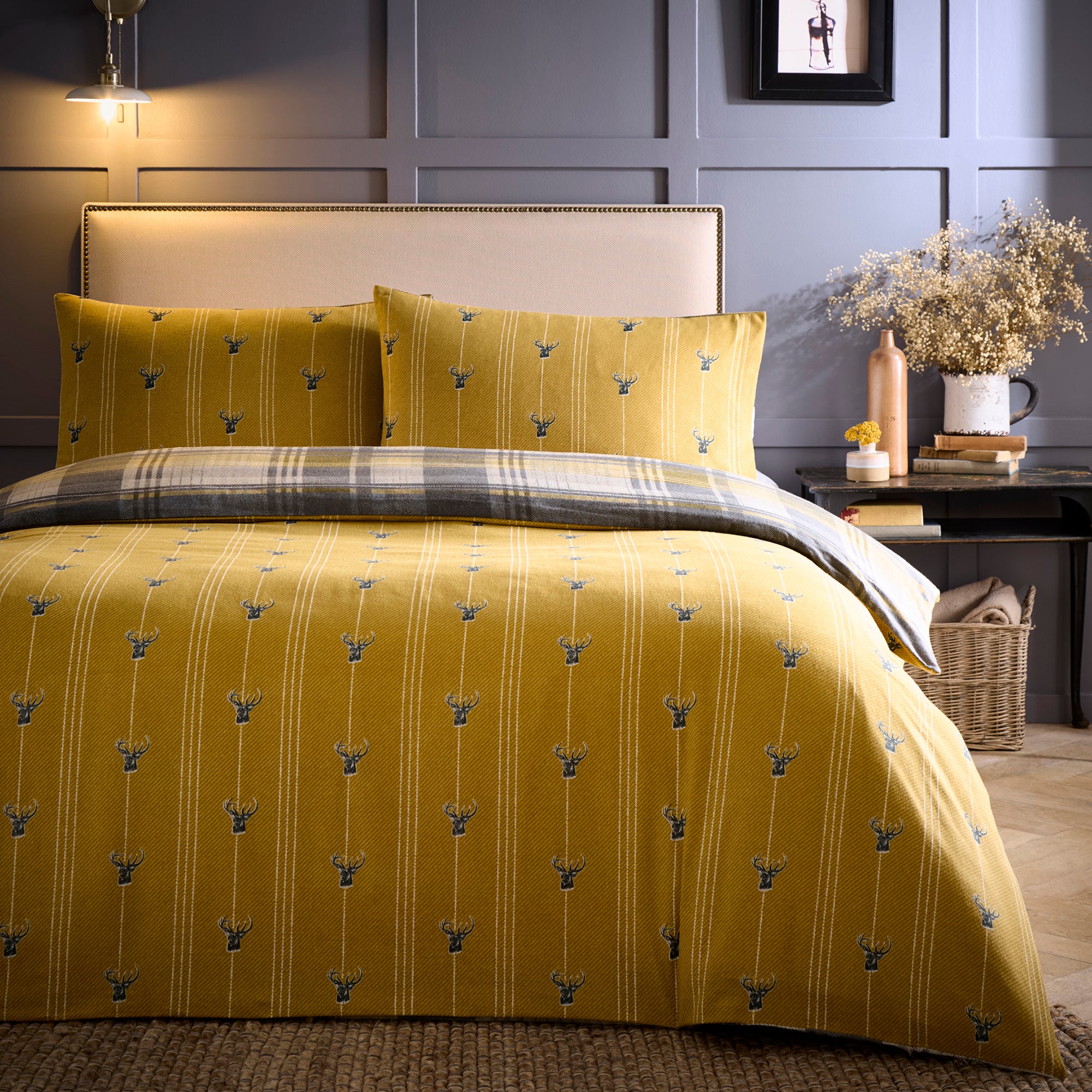 Connolly Check Duvet Cover Set in Ochre