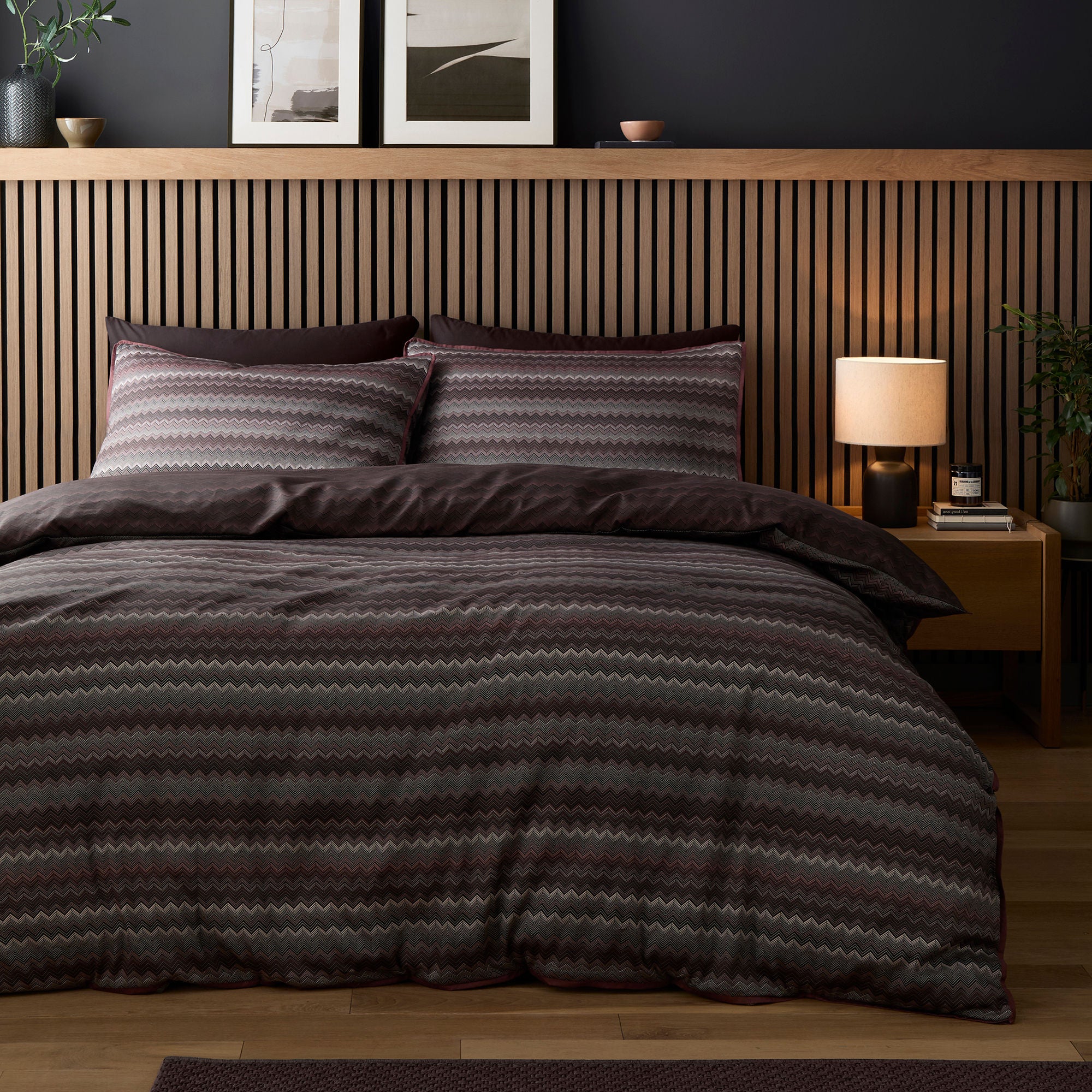 Chevron Stripe Duvet Cover Set in Chocolate - Duvet Cover Set - Appletree Loft