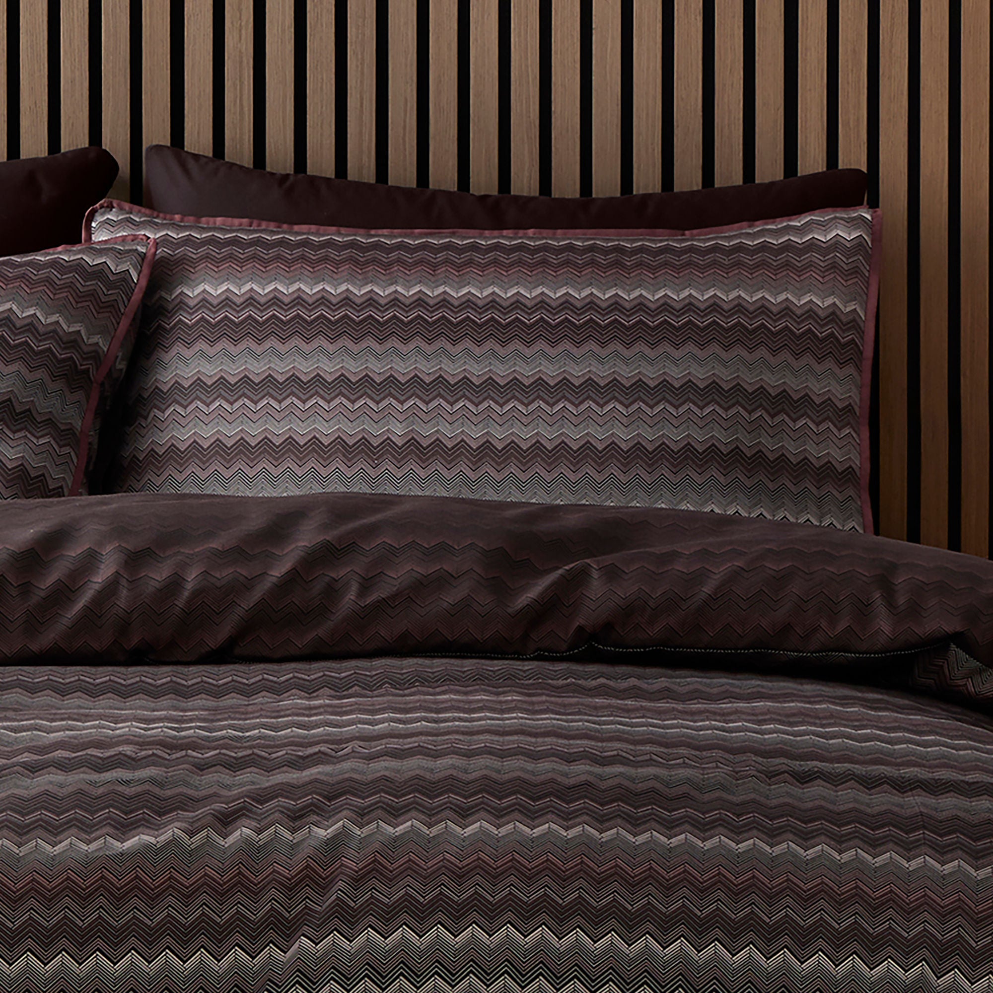 Chevron Stripe Duvet Cover Set in Chocolate - Duvet Cover Set - Appletree Loft