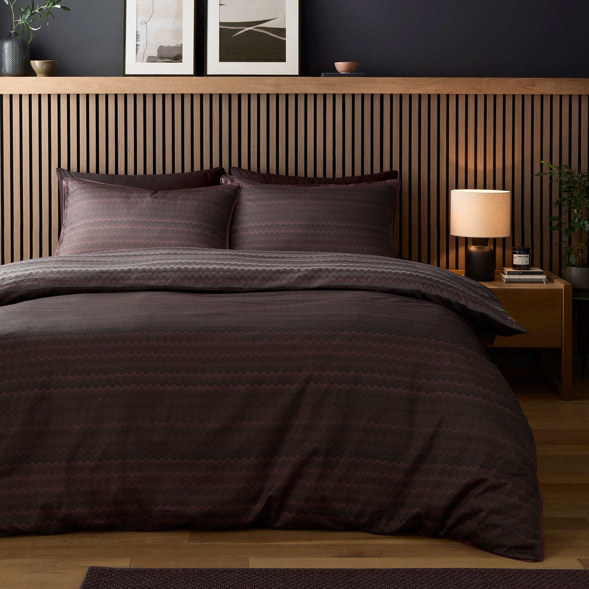 Chevron Stripe Duvet Cover Set in Chocolate - Duvet Cover Set - Appletree Loft