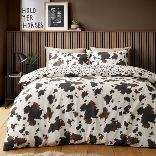 Cow Print Duvet Cover Set in Natural