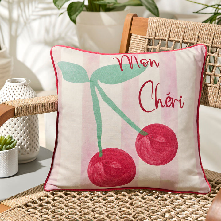 Cherry Cushion by Fusion in Pink 43 x 43cm