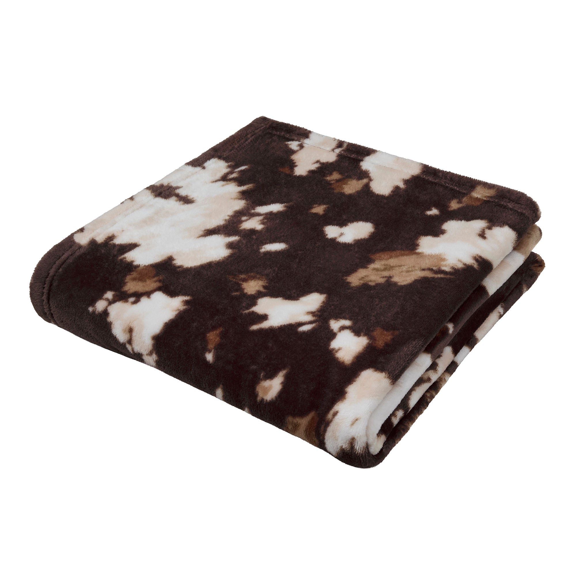 Cow Print Fleece Throw in Chocolate 120 x 150cm