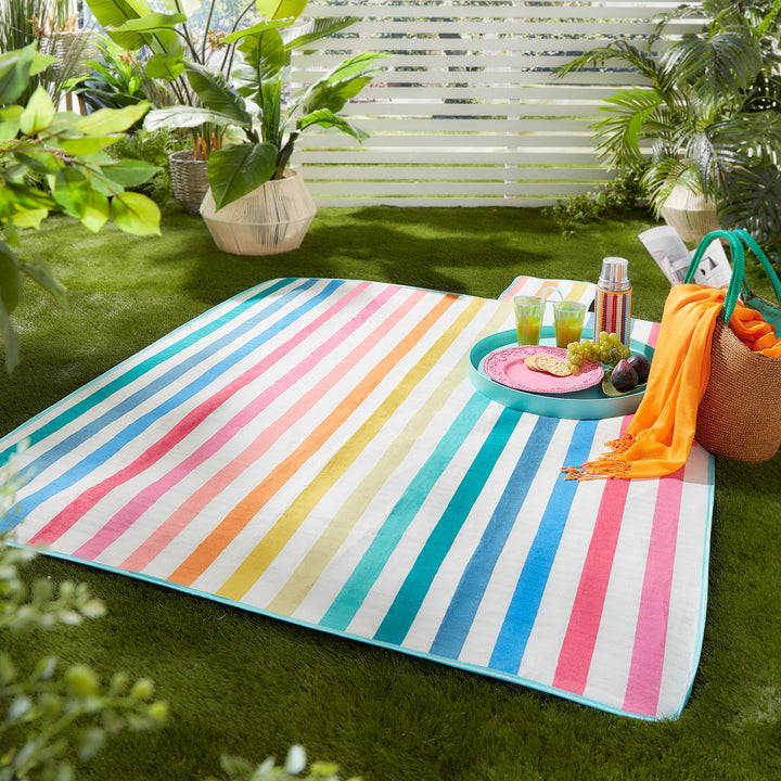 Carlson Stripe Picnic Blanket by Fusion in Multi 135 x 150cm - Picnic Blanket - Fusion