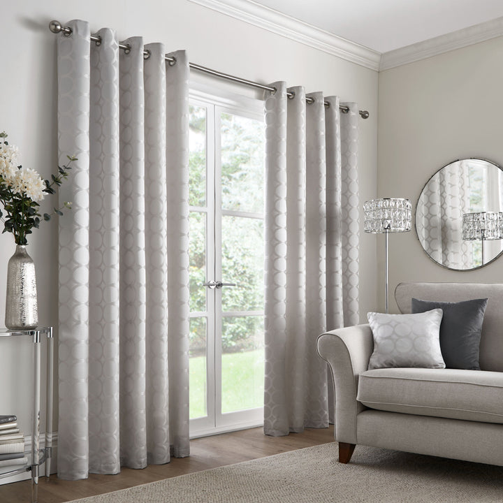 Cassina Pair of Eyelet Curtains by Appletree Boutique in Silver - Pair of Eyelet Curtains - Appletree Boutique