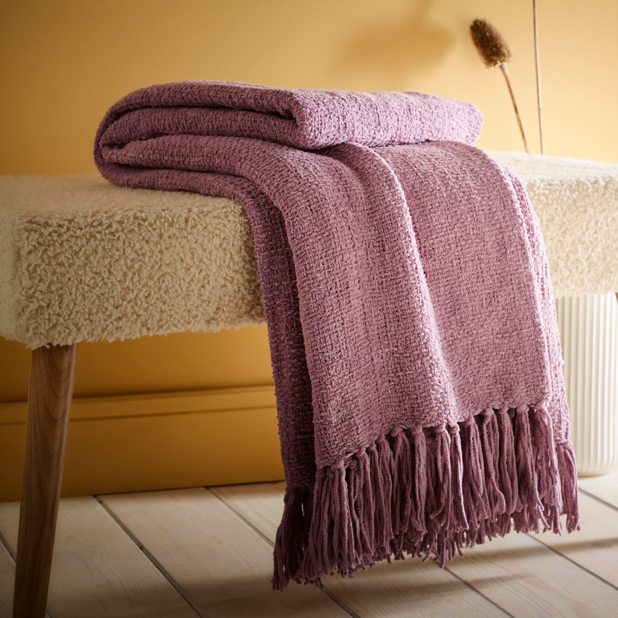 Chenille Throw by Appletree Loft in Heather 130 x 180cm - Throw - Appletree Loft