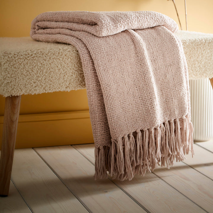 Chenille Throw by Appletree Loft in Natural 130 x 180cm - Throw - Appletree Loft