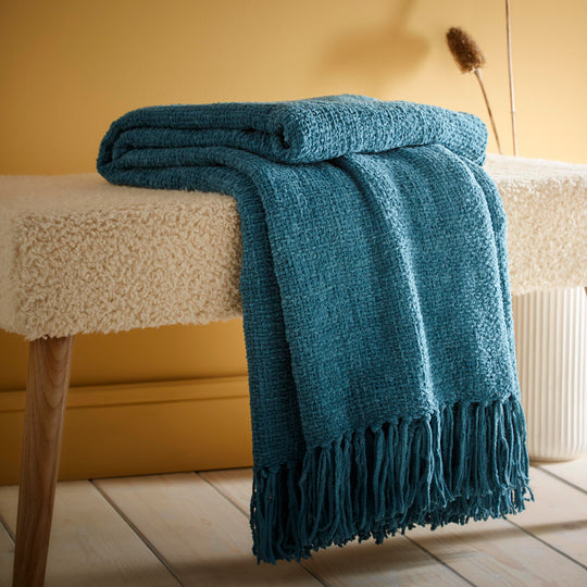 Chenille Throw in Teal 130 x 180cm