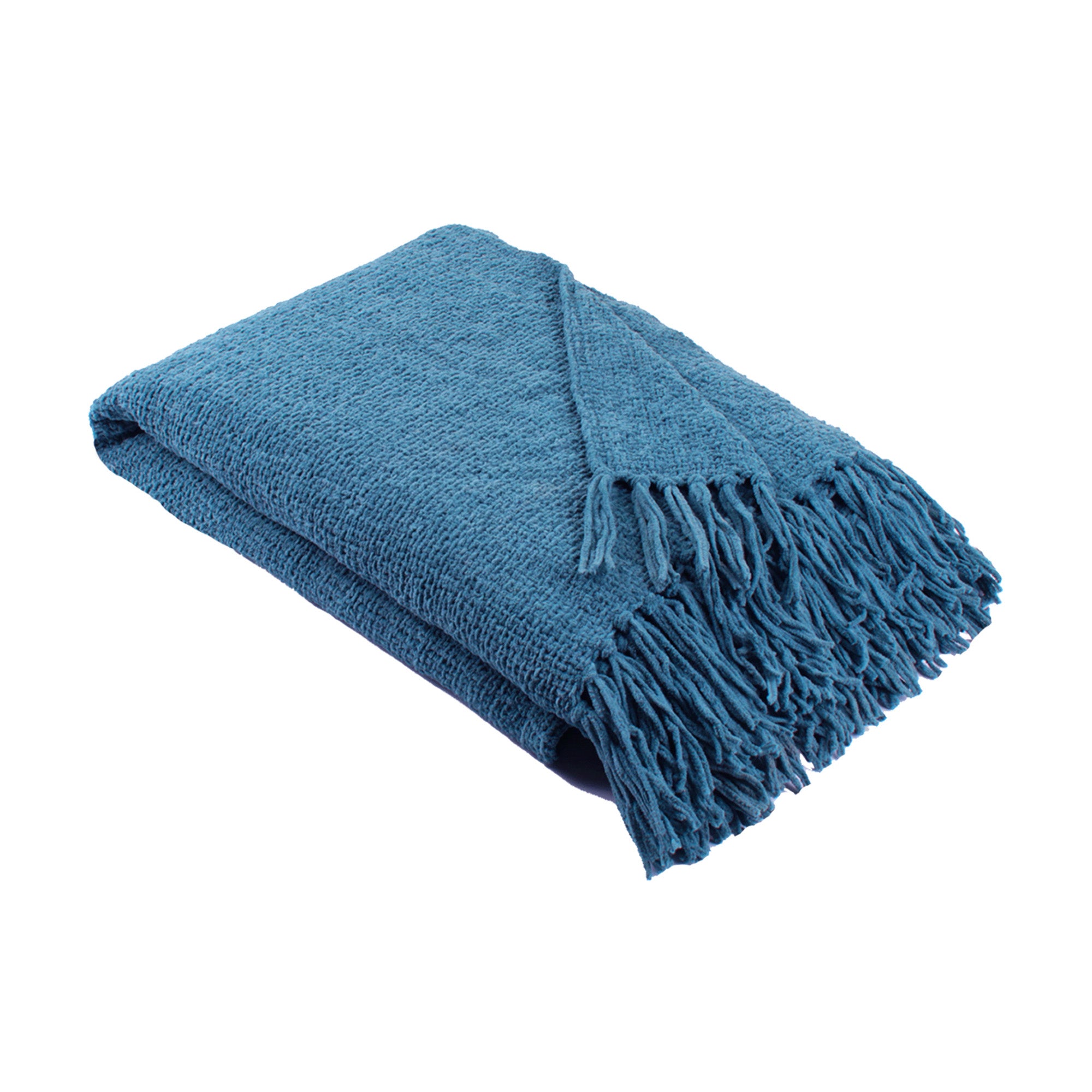 Chenille Throw by Appletree Loft in Teal 130 x 180cm - Throw - Appletree Loft