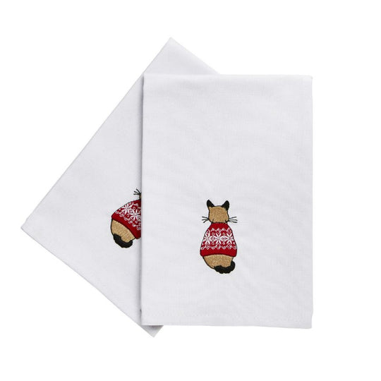 Christmas Cats in Waiting Napkins 2 Pack in Red