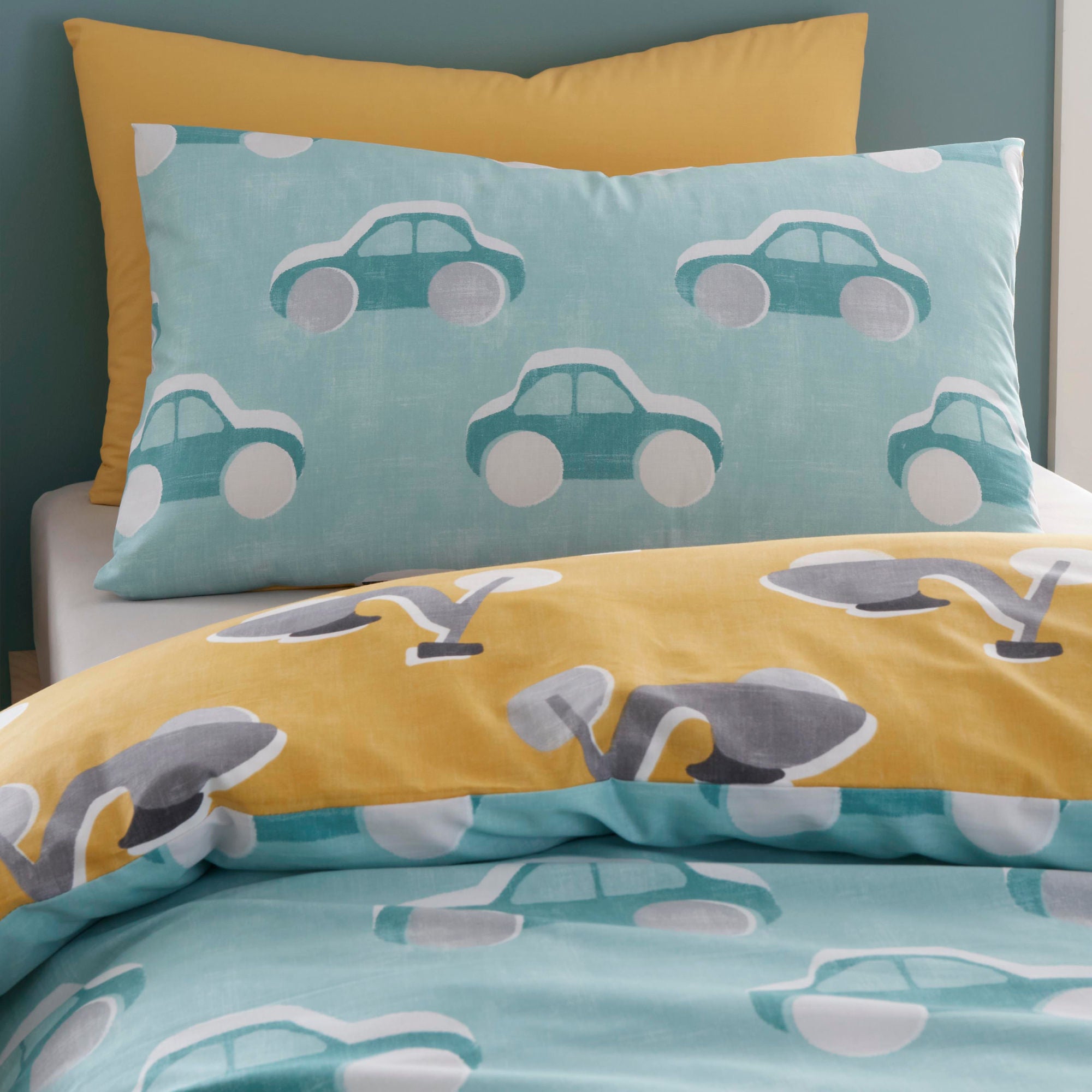 Cool Cars Duvet Cover Set by Bedlam in Duck Egg - Duvet Cover Set - Bedlam