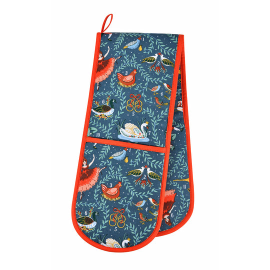 12 Days of Christmas Double Oven Glove in Blue