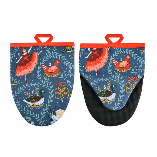 12 Days of Christmas Microwave Mitts Pair in Blue