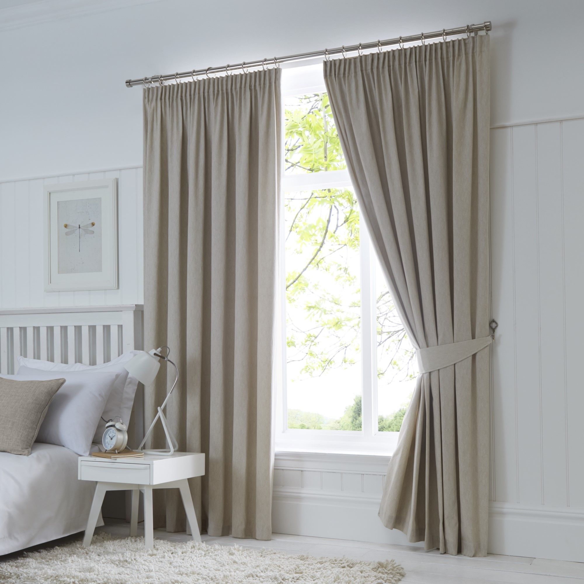 Dijon Pair of Pencil Pleat Curtains by Fusion in Natural - Pair of Pencil Pleat Curtains - Fusion