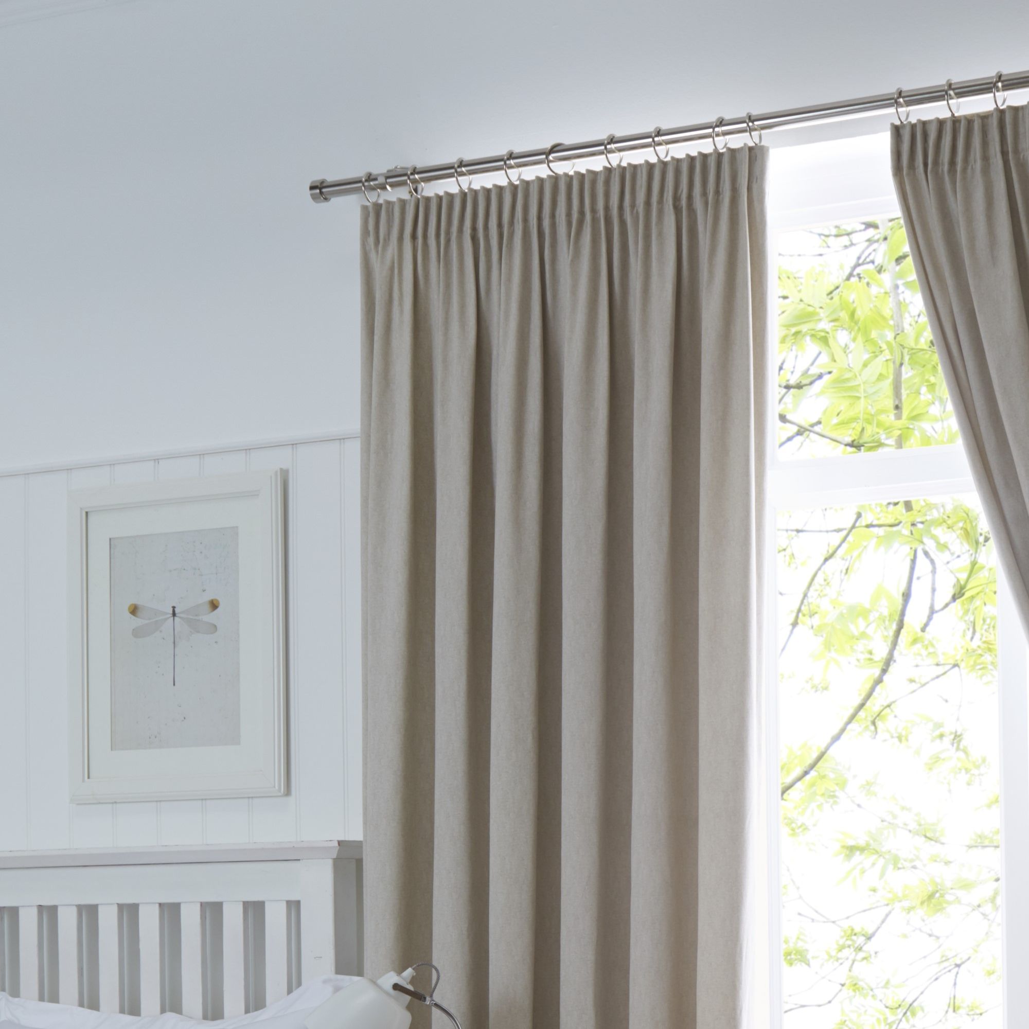 Dijon Pair of Pencil Pleat Curtains by Fusion in Natural - Pair of Pencil Pleat Curtains - Fusion