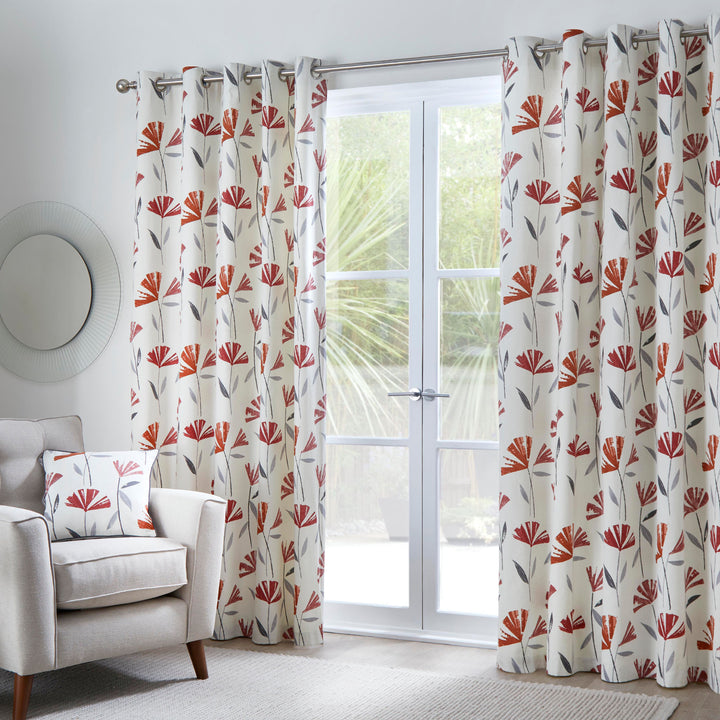 Dacey Pair of Eyelet Curtains by Fusion in Red - Pair of Eyelet Curtains - Fusion