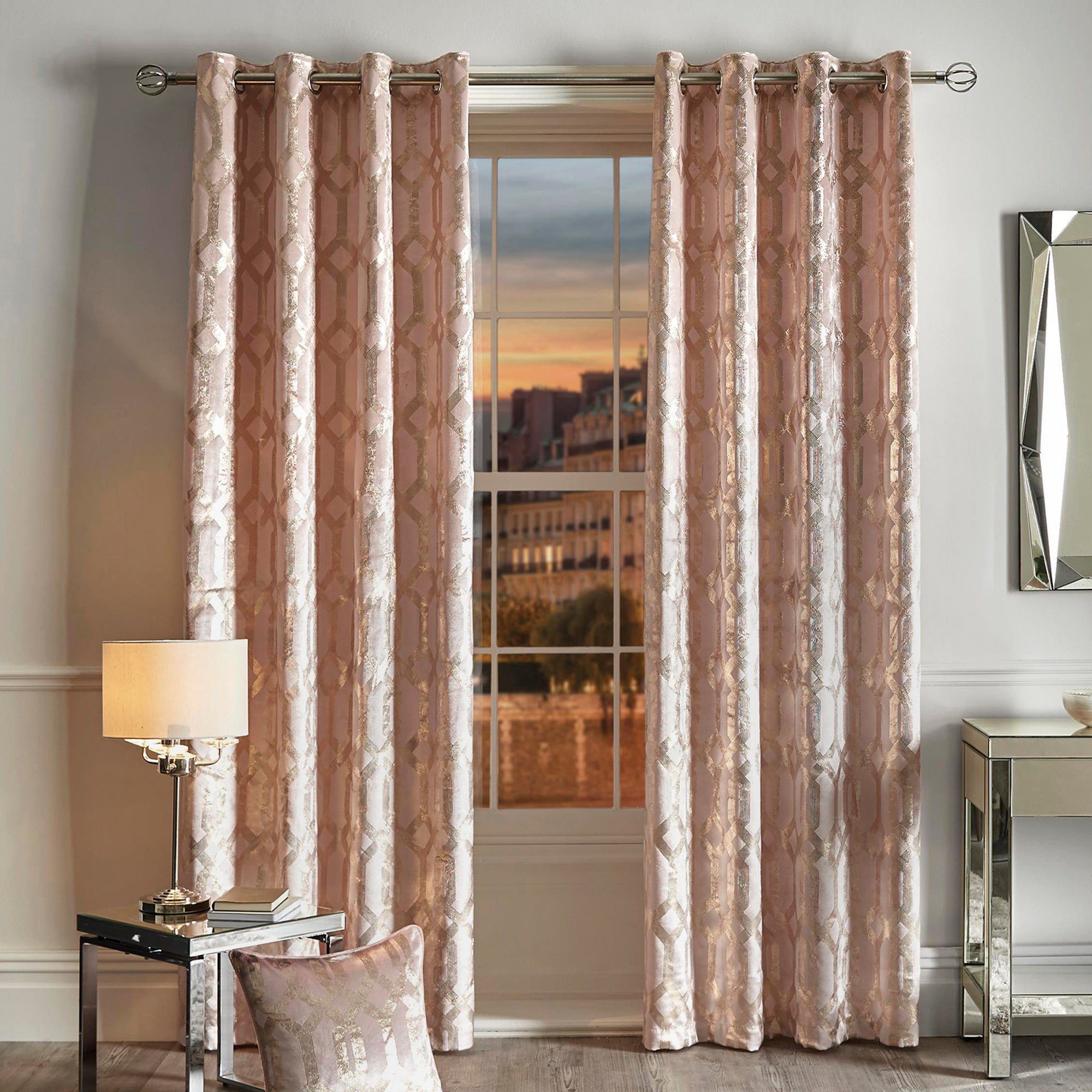 Darla Pair of Eyelet Curtains by Curtina in Blush - Pair of Eyelet Curtains - Curtina