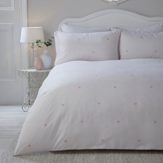 Decorative Heart Duvet Cover Set in Blush
