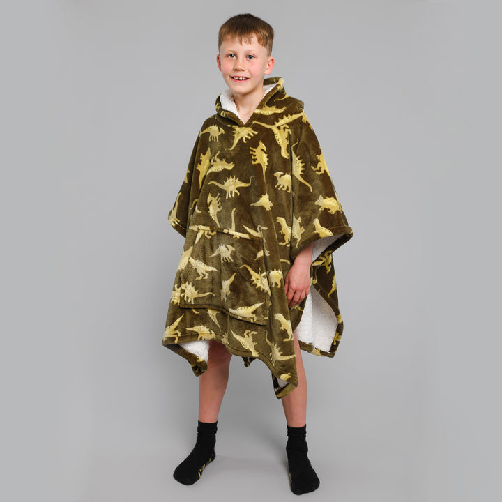 Dino Hooded Throw by Bedlam in Green 75 x 92.5cm - Hooded Throw - Bedlam