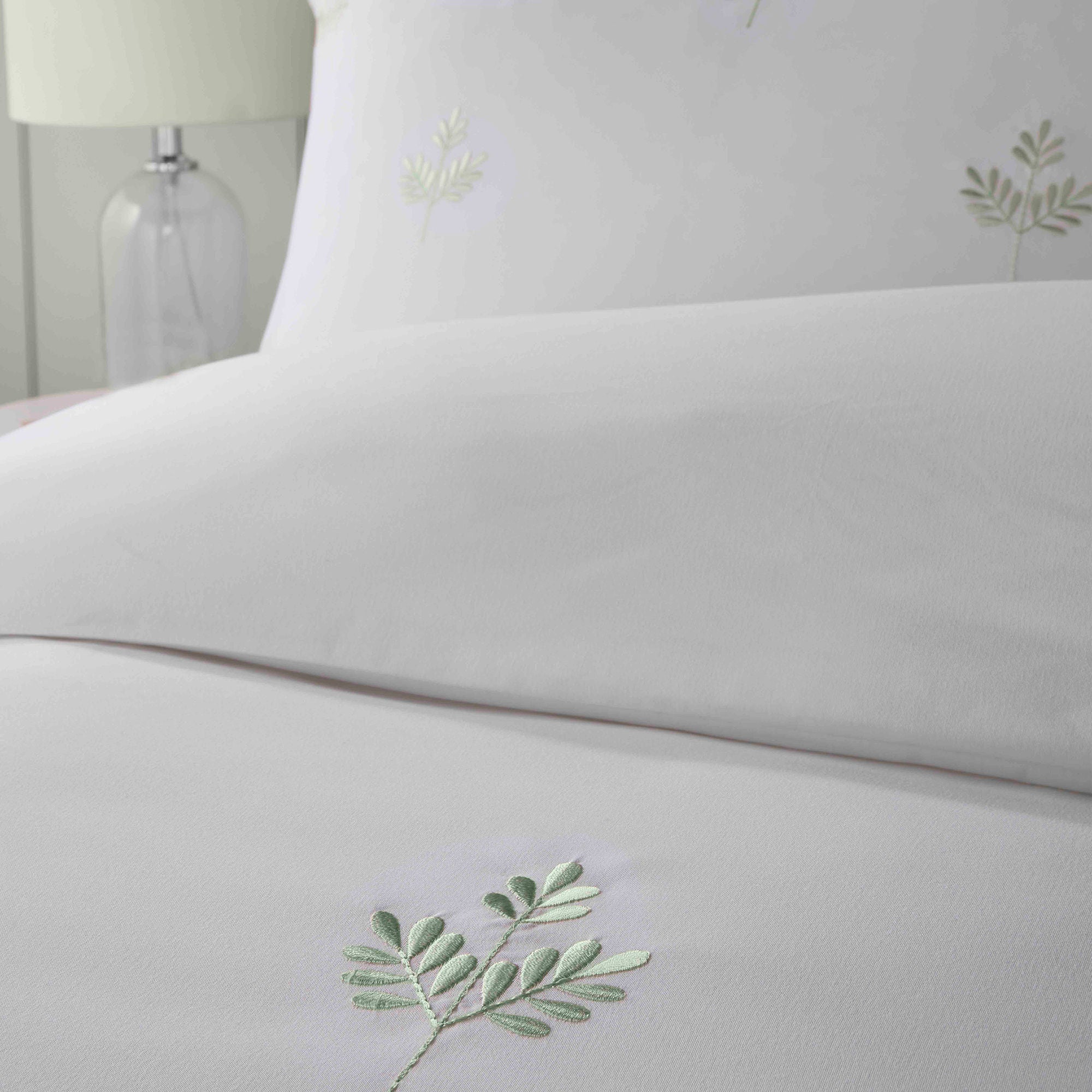Emily Embroidery Duvet Cover Set by Serene in Green - Duvet Cover Set - Serene