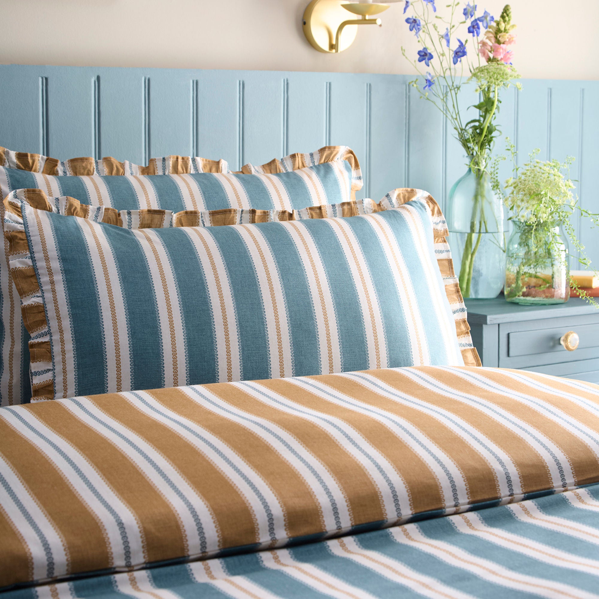 Eloise Stripe Duvet Cover Set in Teal