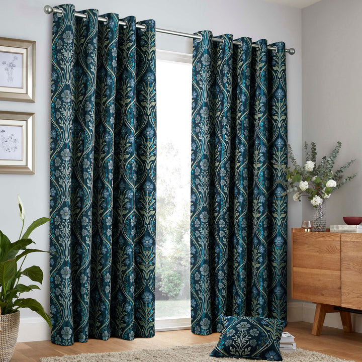 Estelle Pair of Eyelet Curtains by Curtina in Navy - Pair of Eyelet Curtains - Curtina