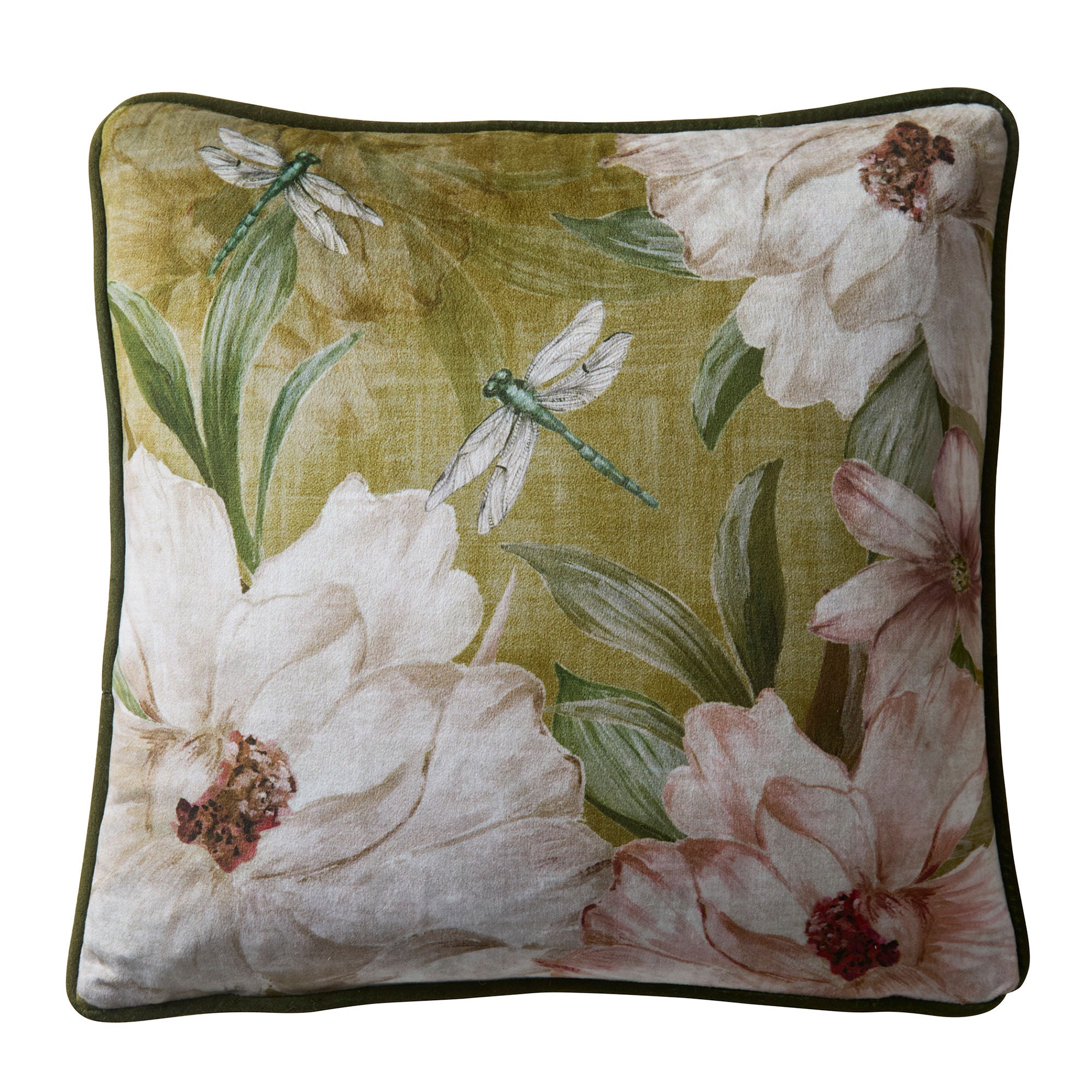 Fiorella Cushion by Appletree Heritage in Olive 43 x 43cm - Cushion - Appletree Heritage