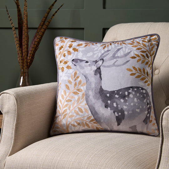 Forest Animals Cushion in Grey 43 x 43cm
