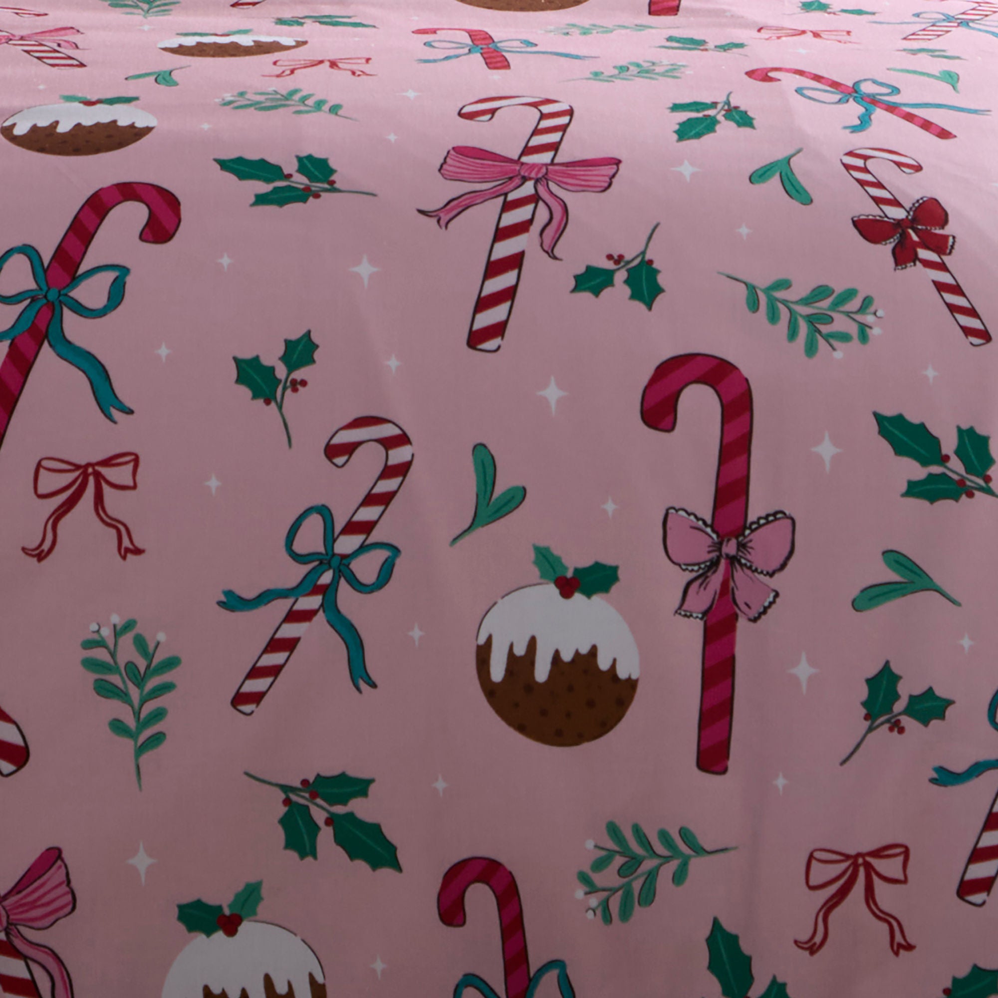 Festive Fancy Christmas Duvet Cover Set in Pink - Duvet Cover Set - Fusion