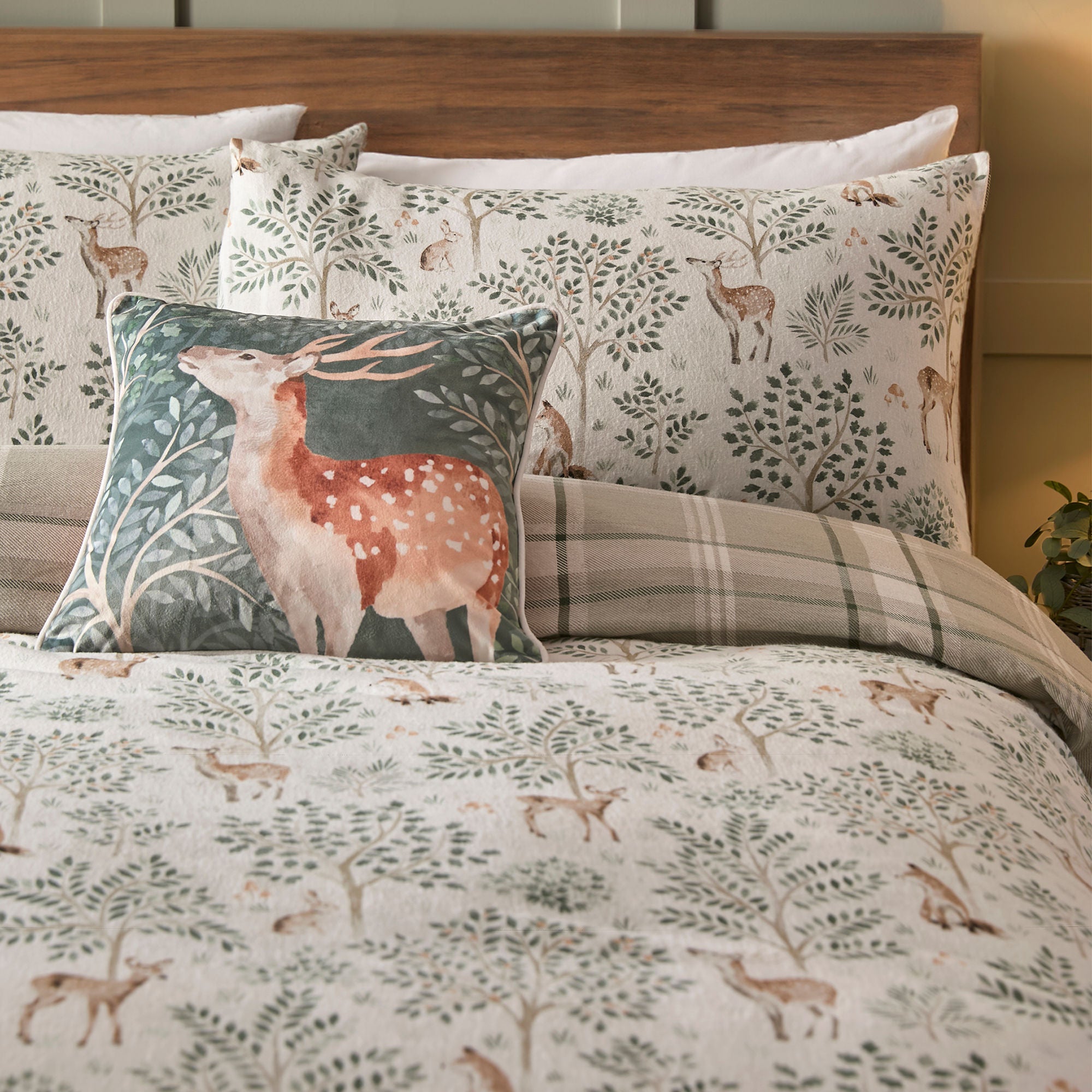 Forest Animals Duvet Cover Set by Dreams & Drapes Lodge in Natural - Duvet Cover Set - Dreams & Drapes Lodge