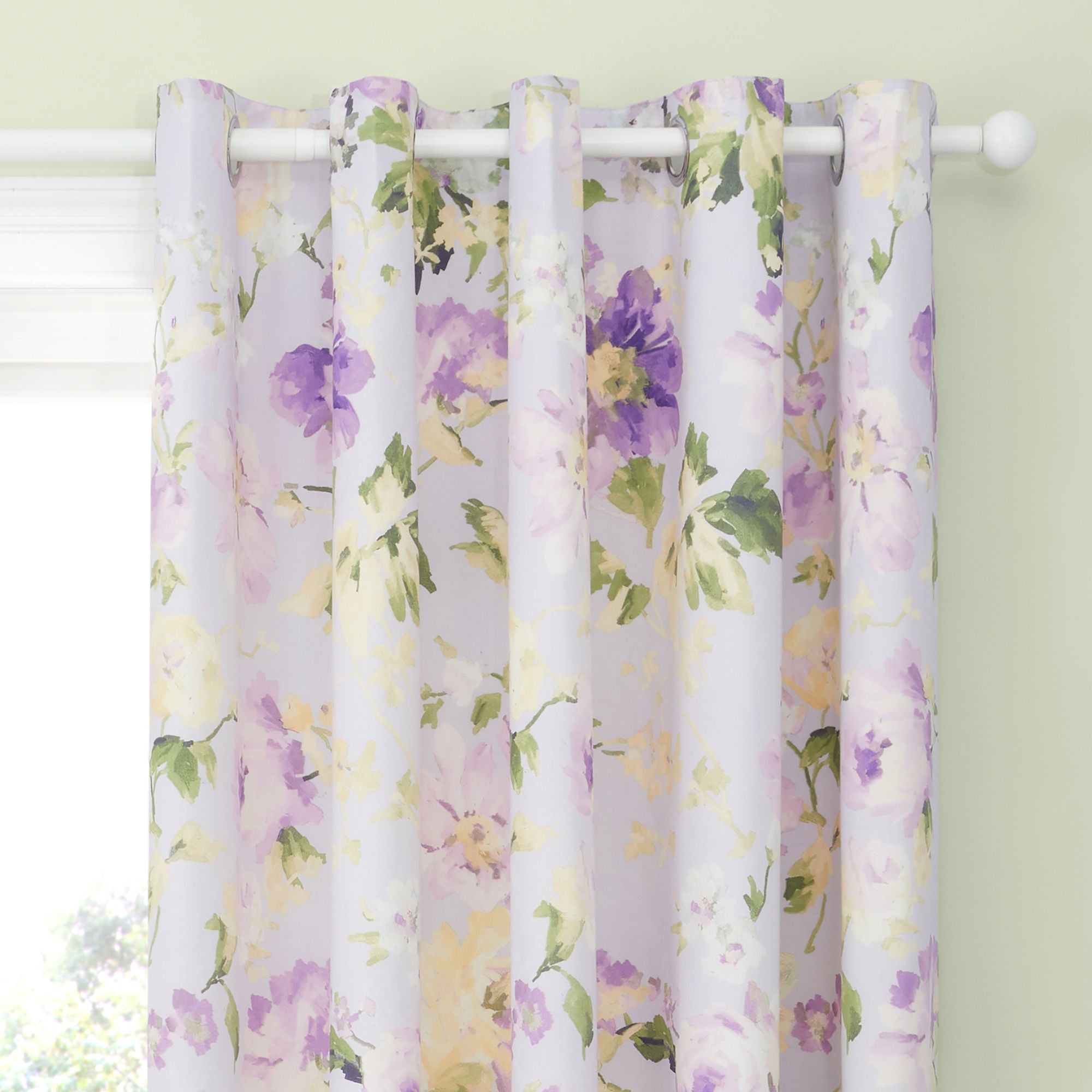 Flourette Pair of Eyelet Curtains by Dreams & Drapes Design in Lilac - Pair of Eyelet Curtains - Dreams & Drapes Design