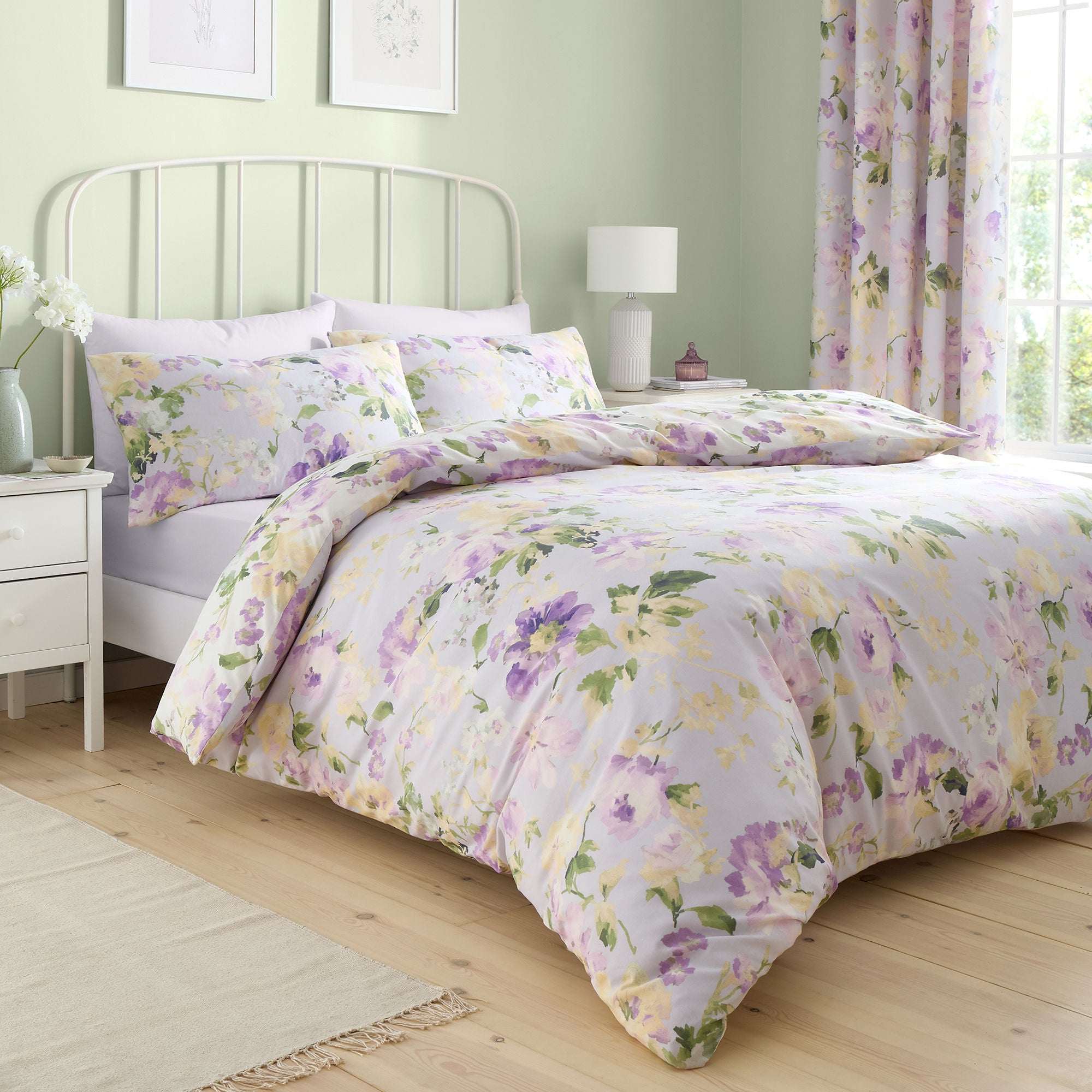 Flourette Duvet Cover Set by Dreams & Drapes Design in Lilac - Duvet Cover Set - Dreams & Drapes Design