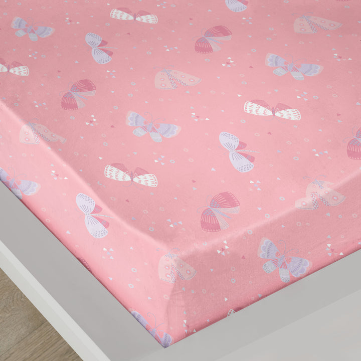 Flutterby Butterfly 28cm Fitted Bed Sheet by Bedlam in Pink Single - 28cm Fitted Bed Sheet - Bedlam