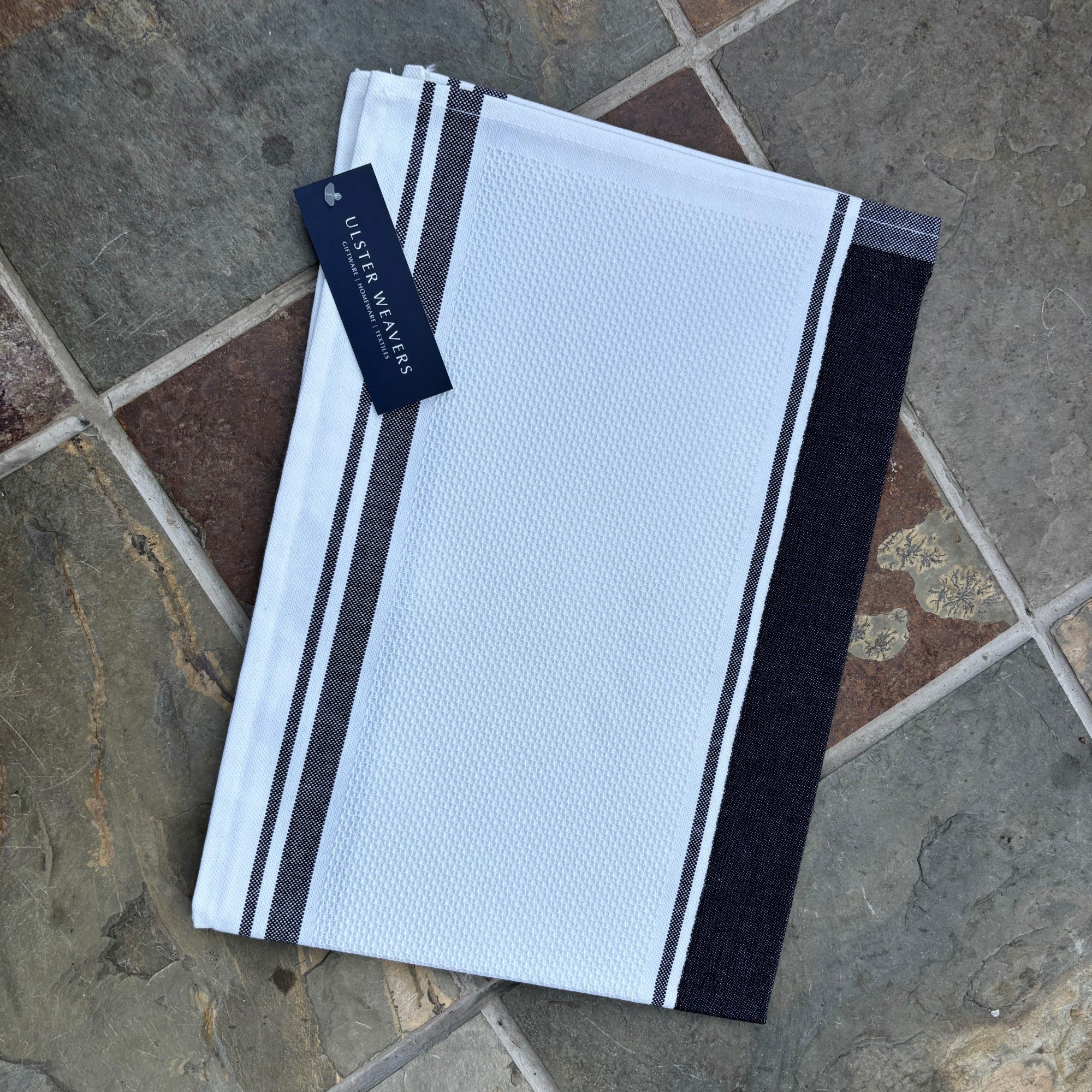 Waffle Cotton Tea Towel in Black - Tea Towel - Ulster Weavers