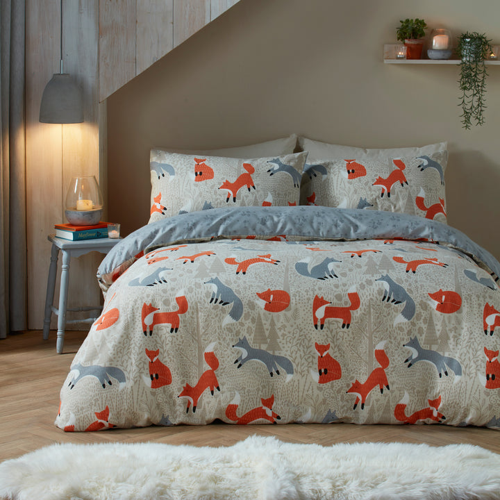 Foraging Fox Duvet Cover Set by Fusion Snug in Natural - Duvet Cover Set - Fusion Snug