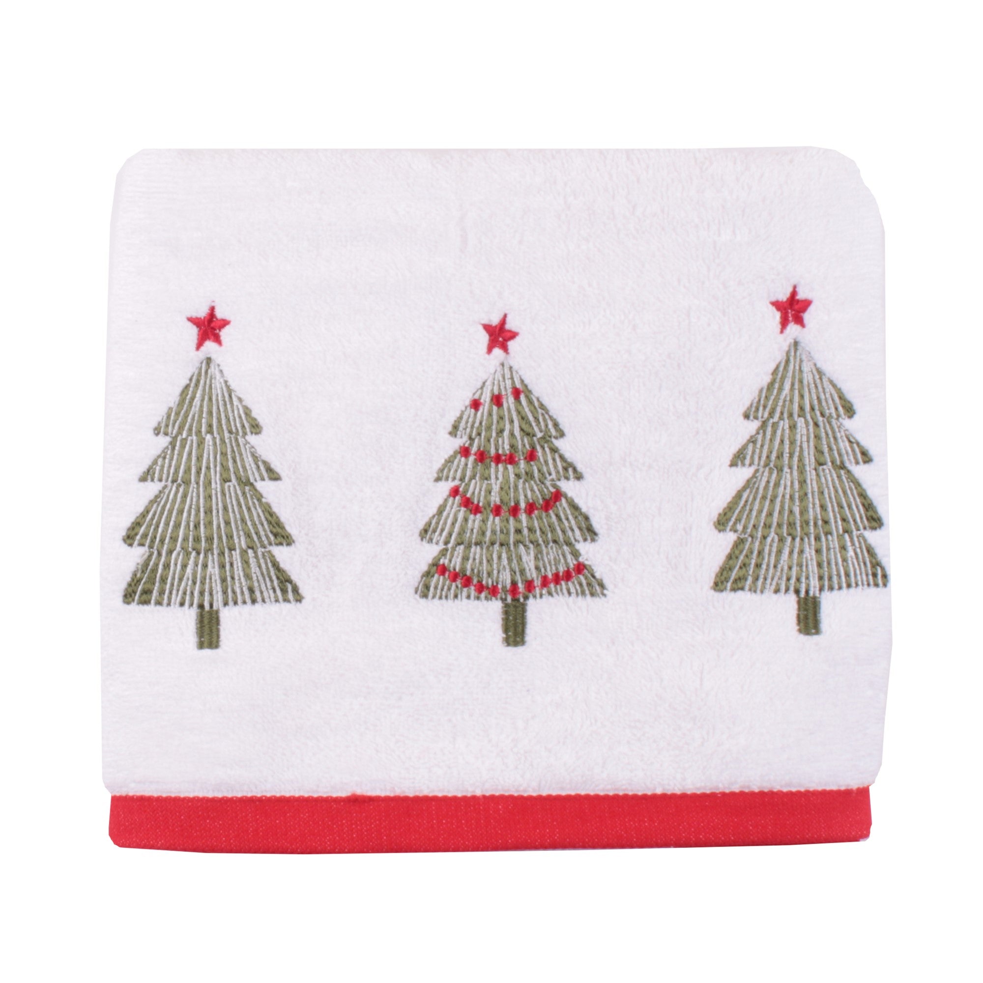 Christmas Trees Hand Towel (2 pack) by Fusion Christmas in White 50 x 90cm - Hand Towel (2 pack) - Fusion Christmas