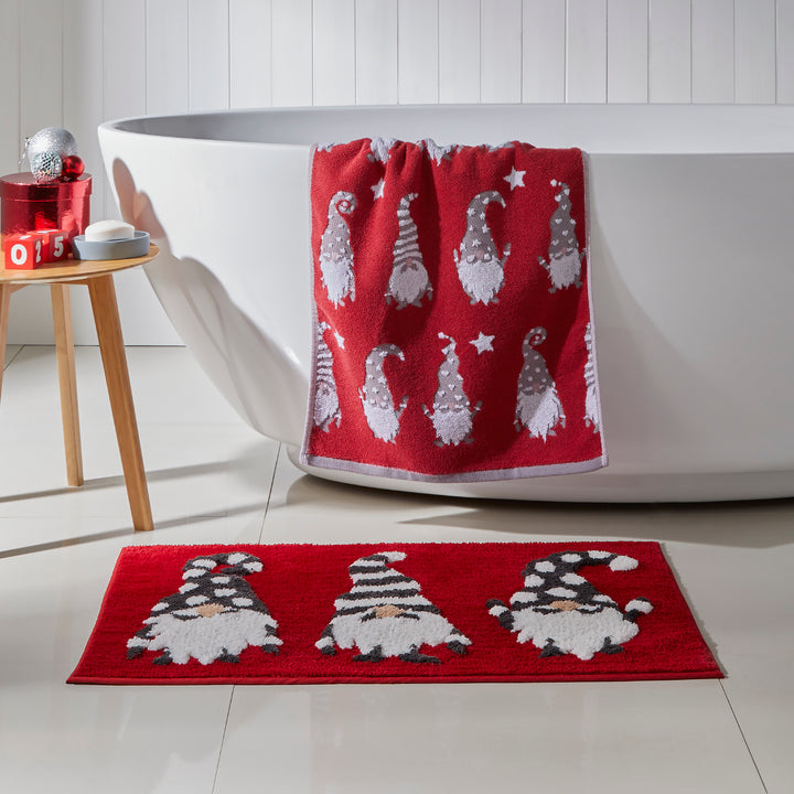 Gonks Bath Mat by Fusion Christmas in Red 50 x 80cm - Bath Mat - Fusion Christmas