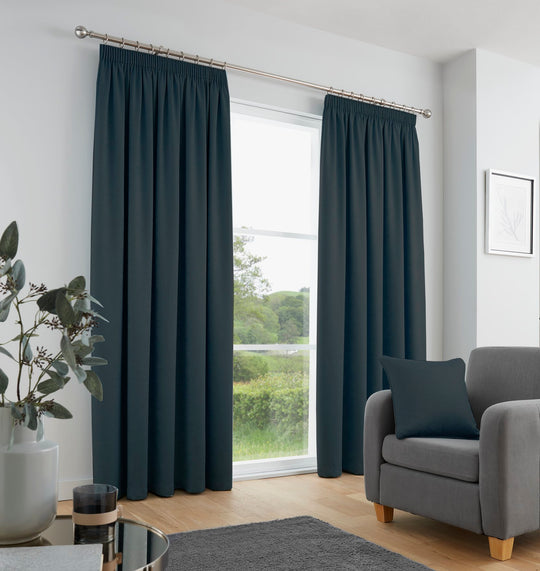 Galaxy Pencil Pleat Curtains in Navy