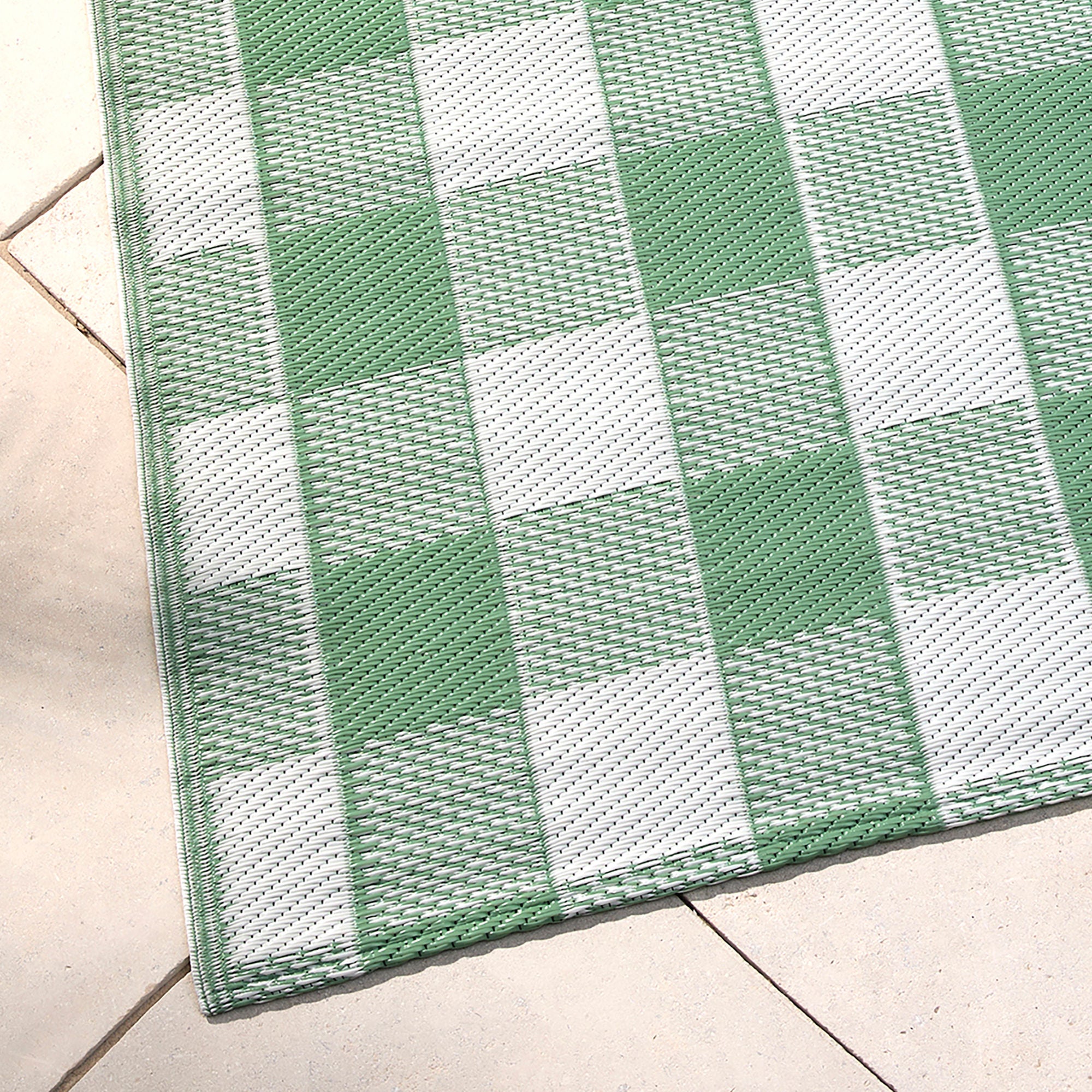 Gingham Outdoor Rug by Dreams & Drapes Design in Green 120 x 170cm - Outdoor Rug - Dreams & Drapes Design