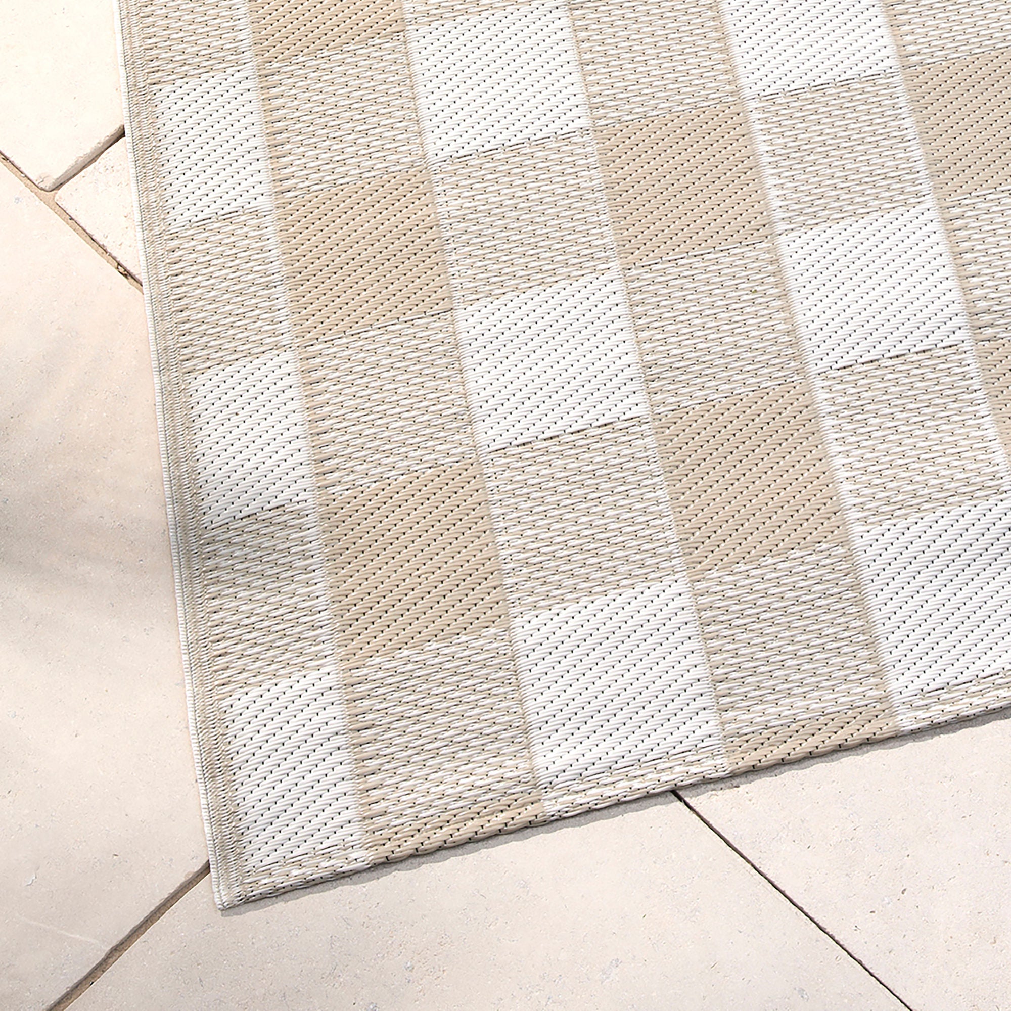 Gingham Outdoor Rug by Dreams & Drapes Design in Natural 120 x 170cm - Outdoor Rug - Dreams & Drapes Design