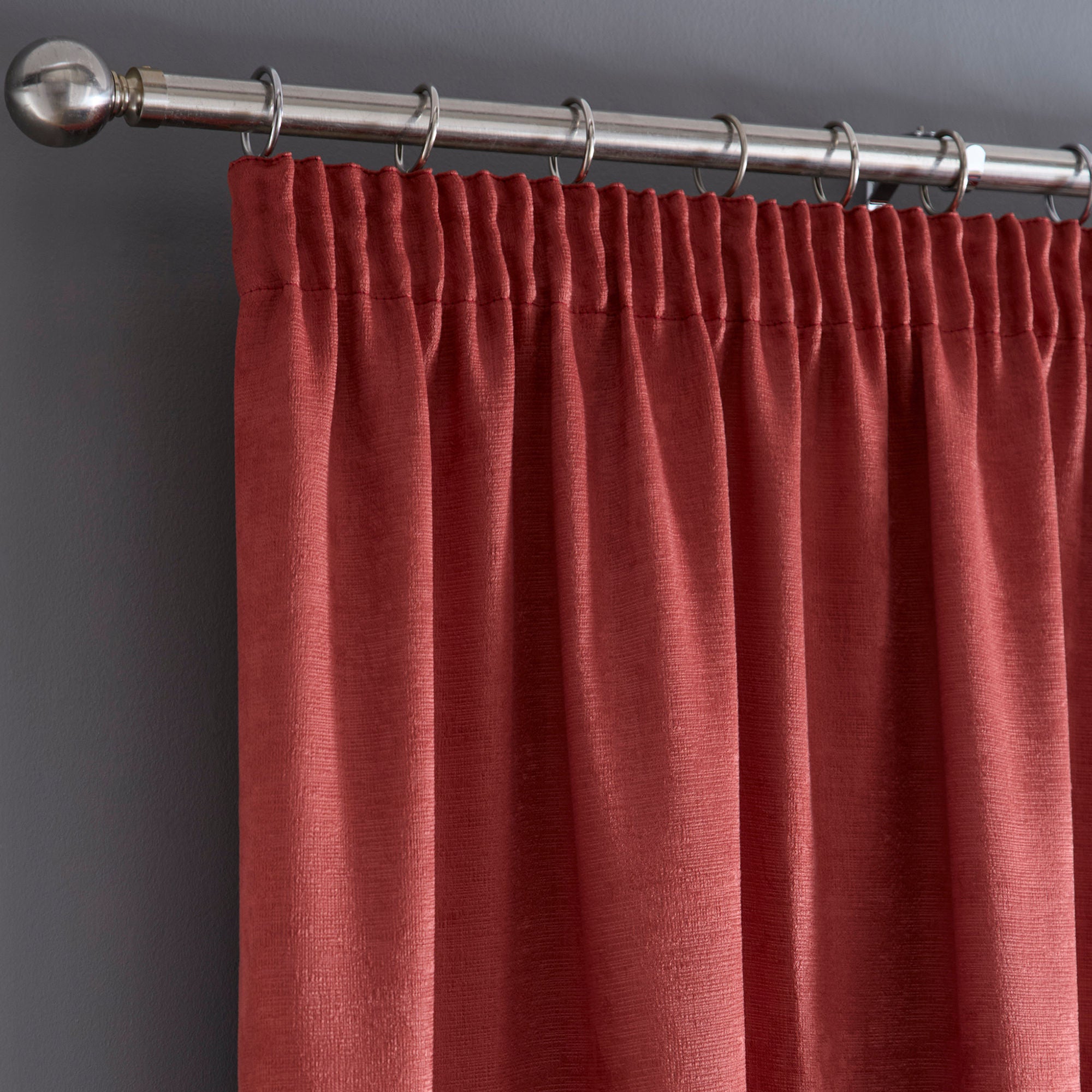 Galaxy Pair of Pencil Pleat Curtains by Fusion in Terracotta - Pair of Pencil Pleat Curtains - Fusion