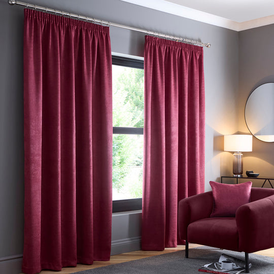 Galaxy Pencil Pleat Curtains in Wine