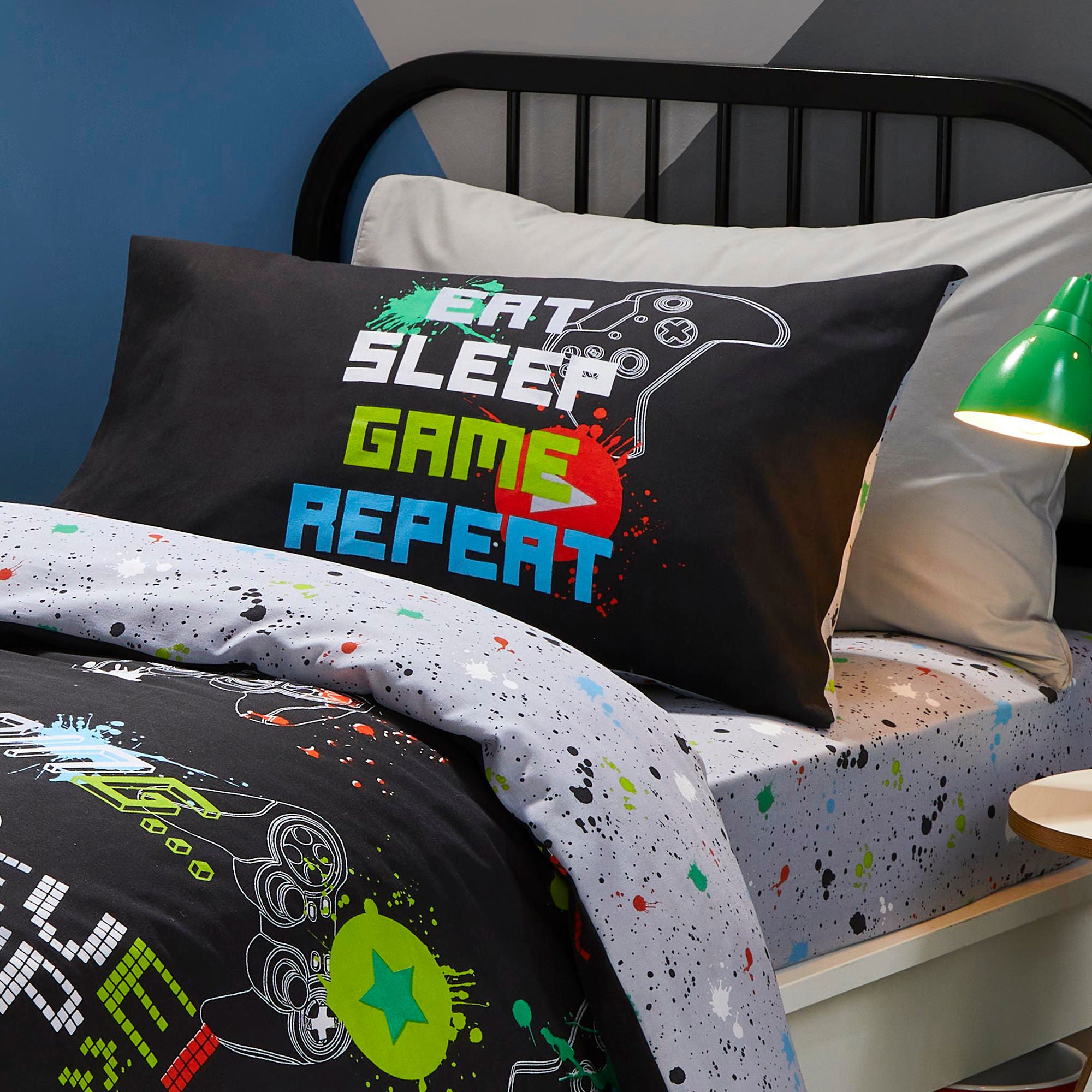 Game Glow Duvet Cover Set by Bedlam in Black - Duvet Cover Set - Bedlam
