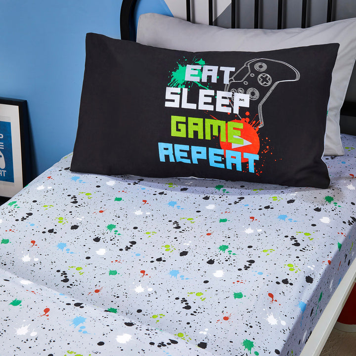 Game Glow 28cm Fitted Bed Sheet by Bedlam in Black - 28cm Fitted Bed Sheet - Bedlam