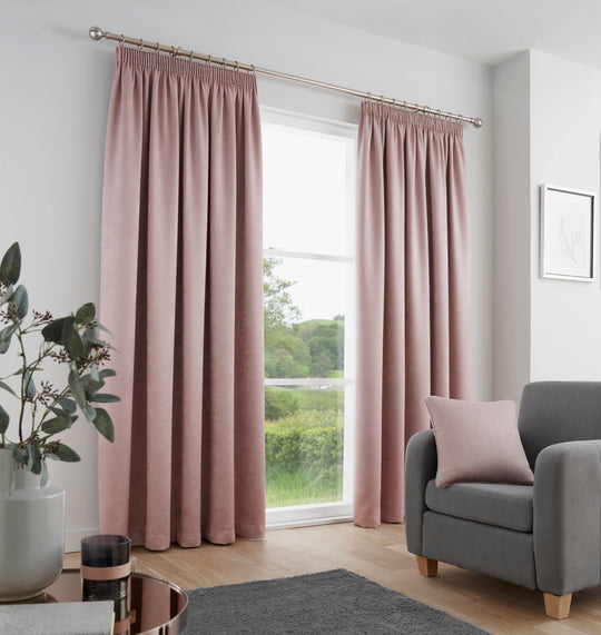 Galaxy Pencil Pleat Curtains in Blush