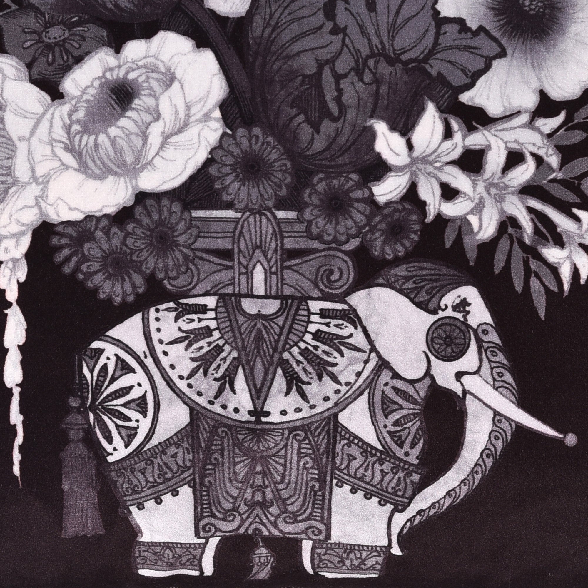Generou Elephant Cushion by Laurence Llewelyn-Bowen in Black/White 43 x 43cm - Cushion - Laurence Llewelyn-Bowen