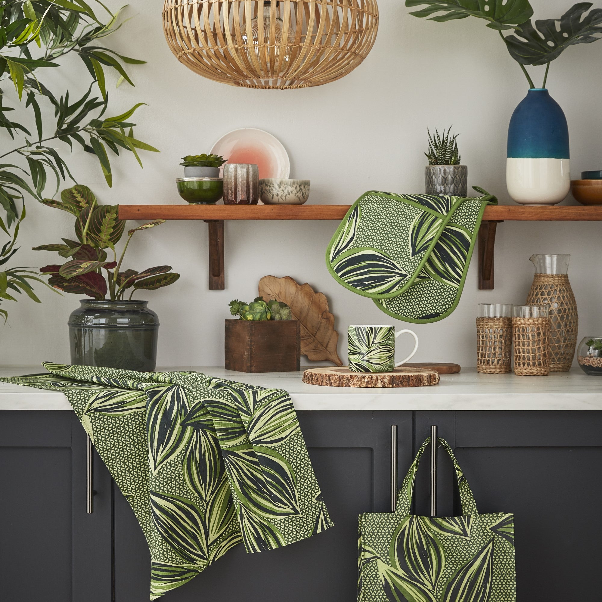 Ulster Weavers Cotton Tea Towel - Geo Leaves (100% Cotton) - Tea Towel - Ulster Weavers