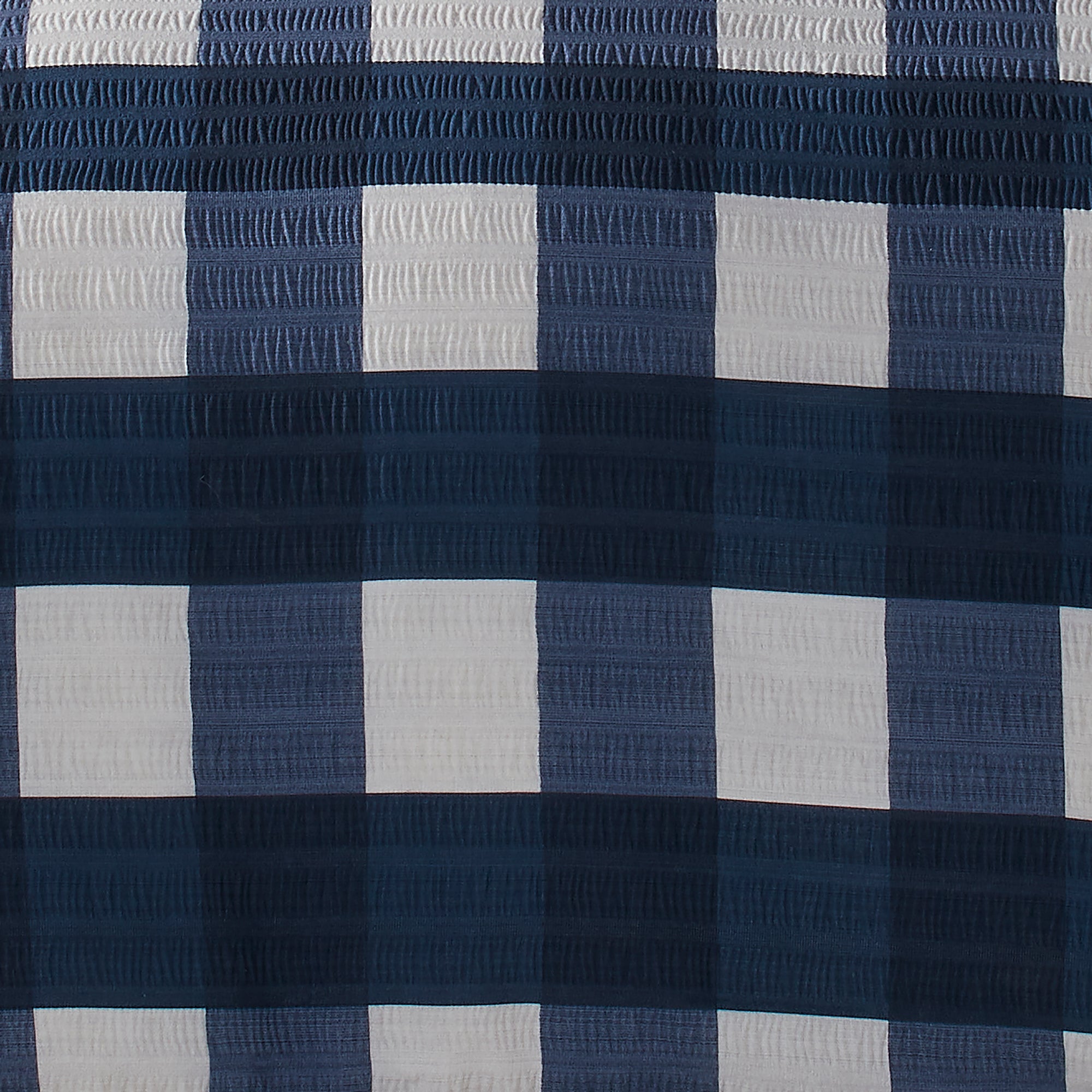 Seersucker Gingham Check Duvet Cover Set by Fusion Snug in Navy - Duvet Cover Set - Fusion Snug